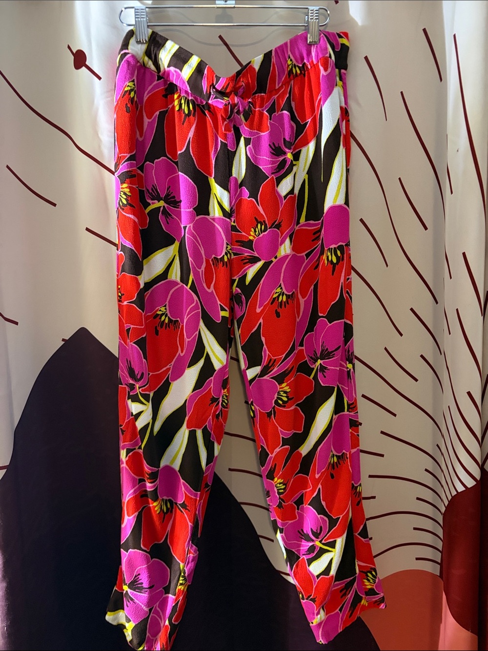 kate spade Hutton Floral Wide-Leg Silk Lounge Pants